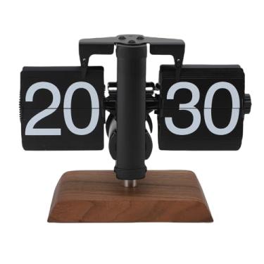 Imagem de Relógio Retro Digital para Baixo, Relógio Mecânico de Mesa Com Elegante Base de Noz Preta, Números Grandes, Tempo 24 Horas, Design Minimalista para Decoração de Escritório Em