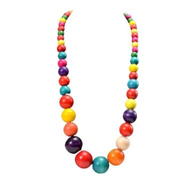 Imagem de KIFEDSLJ Colares grandes e grossos com contas de madeira, colar africano, gola tribal, gargantilha feminina, Madeira, Sem Pedra Preciosa