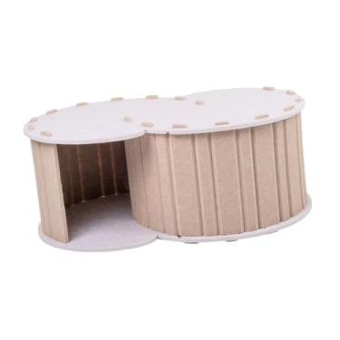 Imagem de Bothyi Caverna de gato de cama de túnel de gato com 2 buracos durante toda a temporada Hideaway Nest Playground Breathable confortável e confortável casa de, Bege