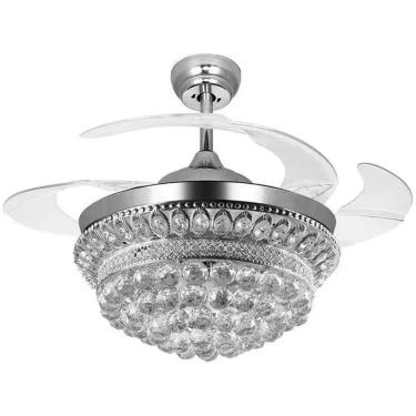Imagem de Ventilador Lustre Retrátil Led Cristal Controle Remoto Bluethooth