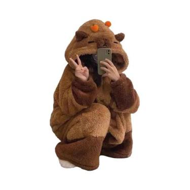 Imagem de Kigurumi Capivara Unicórnio Adulto - Macacão de Cosplay para Inverno e