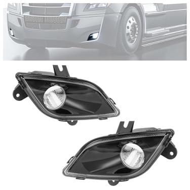 Imagem de HECASA Par de faróis de neblina de LED completos compatíveis com Freightliner Cascadia 2018-2024 Freightliner para-choque dianteiro farol de neblina DRL lente transparente caixa preta substituição do