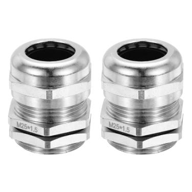 Imagem de PATIKIL Prensa-cabos elétricos à prova d'água, M25 2 peças 1/5.1 cm a 5/20.3 cm cabo de latão niquelado cabo de aperto protetor de fio elétrico para caixa de cabo externo caixa de junção