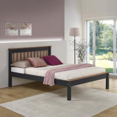 Imagem de Cama Casal Inglesa em Madeira Maciça Mv Outlet, Preto e Mel