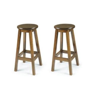 Imagem de Kit 2 Banquetas em Madeira Maciça Mv Outlet, Castanho