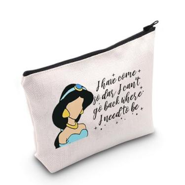 Imagem de MNIGIU Bolsa de cosméticos com personagem de princesa, presente para amantes de contos de fadas, princesa Jas-mine, bolsa de maquiagem para fãs de filmes de desenho animado, presente, I Have Come So