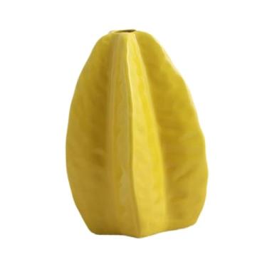 Imagem de Generic Vaso de flor de cerâmica Arranjo de flores Decoração em forma de decoração em forma de estoque Pote de planta de armazenamento para prateleira mesa de, Amarelo