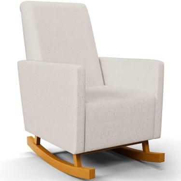 Imagem de Poltrona De Amamentação Com Balanço Ravena W01 Linho Cru - Lyam Decor