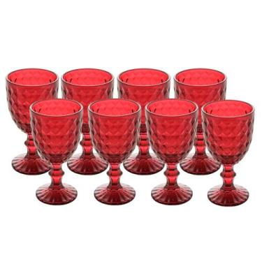 Imagem de Jogo 8 Taça de Vidro Água Suco Roman Vermelho Wolff 345ml