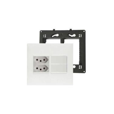 Imagem de Kit Conjunto 4x4 2x Interruptor Simples 2x Tomada 10A Pial Plus Mais L