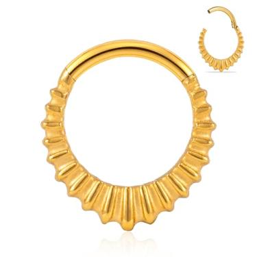 Imagem de DOEARKO Anel de septo, corrente redonda, piercing de nariz, cartilagem, segmento de argola de septo, piercing de aço inoxidável 316L, joia corporal 8 mm 10 mm (222ouro-1,2 x 8 mm)