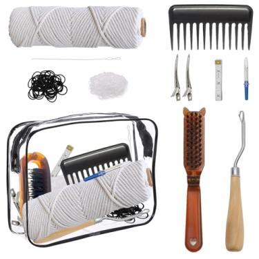Imagem de Kit de trança de cavalo – Conjunto de 11 peças de crina equestre e cauda com fio de trança, gancho de tapete, pente de crina, estriador de costura, fita métrica e bolsa de armazenamento – Essenciais