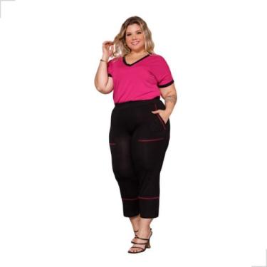 Imagem de Conjunto Blusa Manga Curta E Calça Capri Plus Size Verão - Rosana Farc