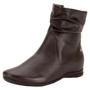 Imagem de Bota feminina cano baixo comfortflex 2591302, Café, 35