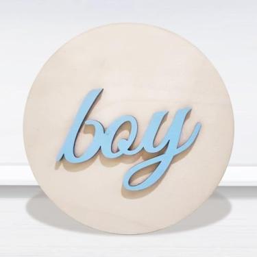 Imagem de AOCEAN Placa De Madeira Para Revelação Do Sexo Bebê - Decoração Boho Com Design Frente E Verso Chás Adereços Fotos Meninos. É Um