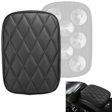 Imagem de DgNeLai Assentos De Passageiro Motocicleta, Almofada Para Garupa, Assento Traseiro Solo, Padrão Losango Preto Com 8 Ventosas, Compatível Harley Sportster 883 1200 Dyna Bobber Custom Chopper