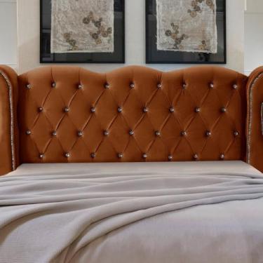 Imagem de Cabeceira Casal Safira com Pés e Fixação para Box (Terracota)