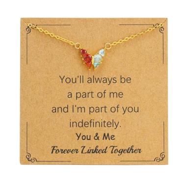 Imagem de SOPIFY Colar feminino com pedra do mês de nascimento de borboleta, dourado, delicado para mãe, filha, irmã, avó, neta, amigas, melhores presentes de pedra do mês de nascimento, Adjustable, Cobre, Sem