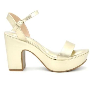 Imagem de Sandália Via Uno Feminina 381028 Salto Alto Fivela Confortavel, 35, Do