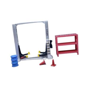 Imagem de Dynwave Acessórios para garagem em escala 1/64, diorama, elevador em miniatura, pórtico, cones de trânsito, modelo de cena de exibição, kit de ferramentas de, Elevador Argent