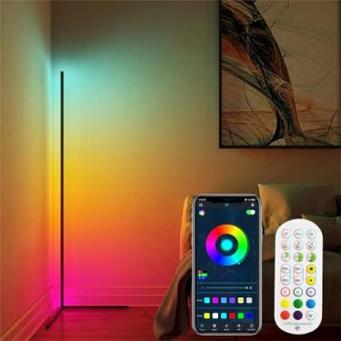 Imagem de BALMOST Luminária De Canto, Led Rgb Inteligente 56" Com Aplicativo E Controle Remoto, 16 Milhões Cores, Sincronização Música, Modo "Faça Você Mesmo", Ideal Para Quarto, Sala Estar Jogos