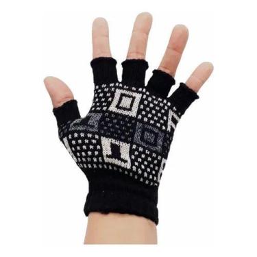 Imagem de Par De Luvas Preta Lã Sem Dedo Unissex Tamanho Único Moda Preto - Clas