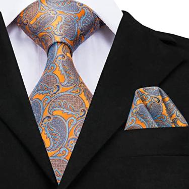 Imagem de Gravata Masculina Gravata De Seda Azul Paisley Masculina 160 Cm De Comprimento 9 Cm De Largura Gravata Abotoaduras Bolso Lenço Terno, GP-0011