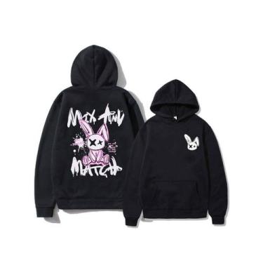 Imagem de Moletom Canguru Feminino Coelho Rosa 100% Algodão Unissex Moda Inverno