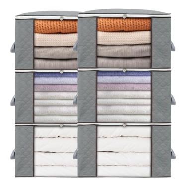 Imagem de combocube Pacote com 6 organizadores de armário e recipientes de armazenamento, caixas de armazenamento de roupas, bolsas de armazenamento com grande janela transparente e alças para edredom