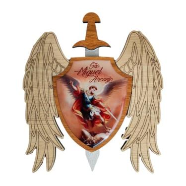 Imagem de Adorno Escudo de Parede Espada São Miguel Arcanjo Madeira