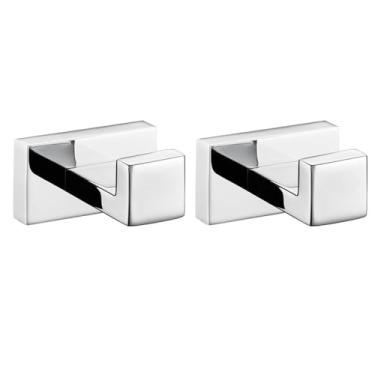 Imagem de Conjunto de banheiro redondo dourado escovado – Suporte para papel higiênico de aço inoxidável, barra para toalhas, ganchos para roupão – Montagem na parede, 3 peças, dois ganchos cromados