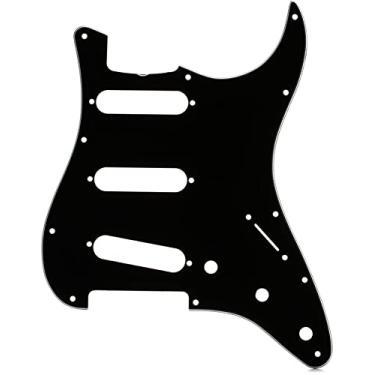 Imagem de Fender Escudo estilo vintage, Stratocaster dos anos 60, 11 furos, preto, 3 camadas