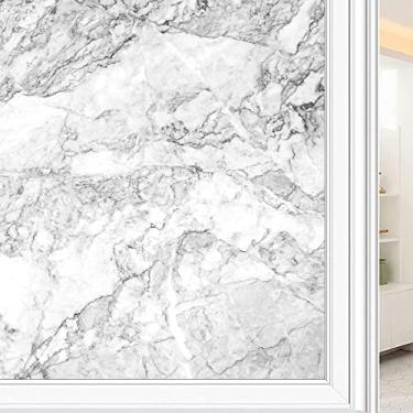 Imagem de Película de janela de privacidade de mármore, textura de estilo mármore, filme de vidro para sala de estar e escritório em casa, L90 x C 190 cm