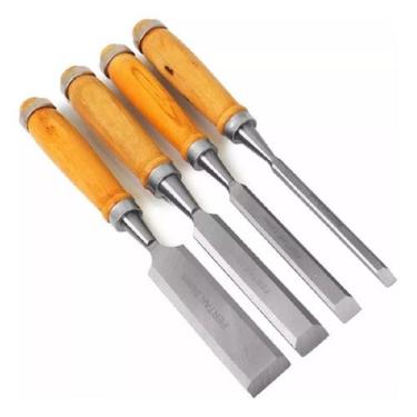 Imagem de Kit Jogo Formão Profissional Entalhar Esculpir Madeira 4 Pçs - Fertak