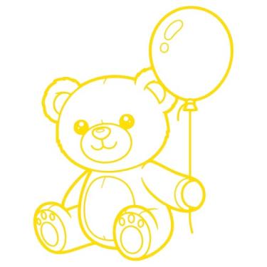 Imagem de Adesivo Ursinho Urso fofinho para quarto de bebê infantil notebook janela portas paredes ambientes vários tamanhos (AMARELO, 40x50,9cm)