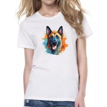 Imagem de Camiseta Baby Look Pastor belga Watercolor Arte - Alearts, M