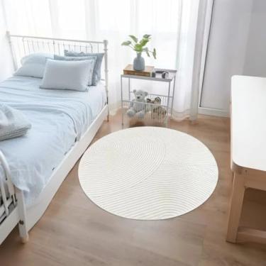 Imagem de Lacomfy Tapete de área moderno 1,5 m, abstrato, contemporâneo, redondo, antiderrapante, macio, tapete circular de lã sintética para quarto, jantar, sala de estar, decoração, redondo