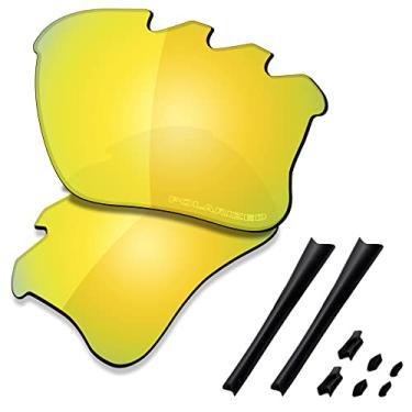Imagem de SAUCER Lentes de reposição premium e kits de borracha para Oakley Flak Jacket XLJ ventilado | Flak Jacket XLJ Óculos de sol ventilados Low Bridge Fit de alta definição - Ouro 24K polarizado