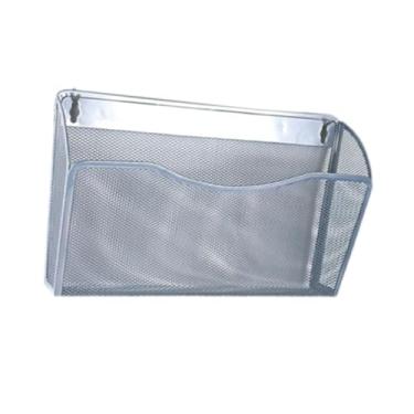 Imagem de KiBcsLic Suporte de arquivo de malha para parede, suporte de estante para livros, para material de escritório, porta-revistas de papel de metal, Prata