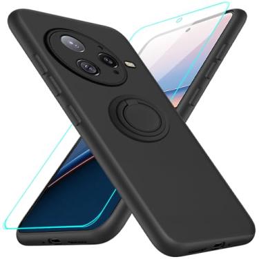 Imagem de Capa para celular Xiaomi Poco F7 Ultra com protetor de tela de vidro, suporte de anel giratório de 360° com suporte/suporte de silicone TPU Slim Fit à prova de choque capa protetora para Xiaomi Poco