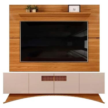 Imagem de Rack Aurora 4 Portas Com Painel Para Tv Até 70 Polegadas Vitório Carvalho 180cm