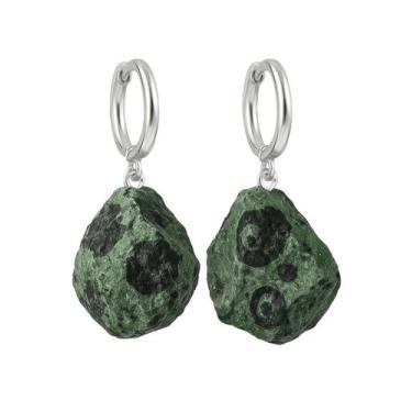 Imagem de Brinco de Argola Jaspe Kambaba - Cristal Natural, Prata 925