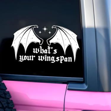 Imagem de Decalque de carro What's Your Wingspan Quarta asa, dragão, livro de fantasia livro amor humor carro janela espelho acessórios afirmações engraçado vinil impermeável 20 centímetros adesivo de