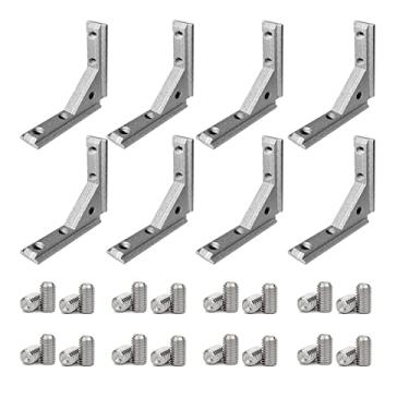 Imagem de BLCCLOY 8Pcs 2020 Suporte de Canto de Extrusão de Alumínio Série 20 Conector L Interno Extrudado com Parafusos para Trilho de Extrusão de Perfil de Alumínio de 20 Mm