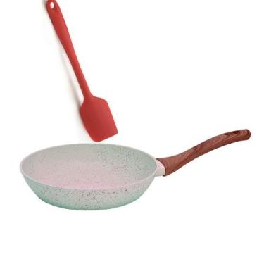 Imagem de Frigideira Indução rev. ceramico 24 cm- Marmore - espatula - Utensilio