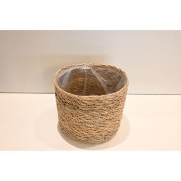 Imagem de Cesto Cachepot Com Forro De Plástico Para Vaso Palha Natural Seagrass - Jolitex MEK - G