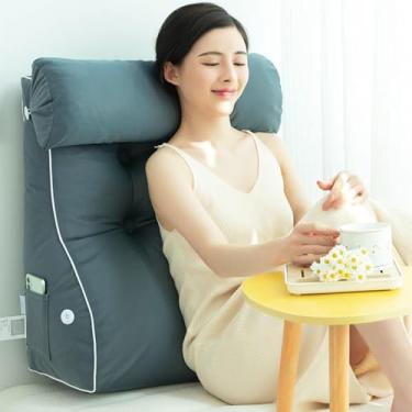 Imagem de Travesseiro De Leitura E Tv, Travesseiro De Cunha, Travesseiro De Apoio Para As Costas, Almofada De Descanso De Cama, Almofada De Enco, Cool Silk - Blue Gray, 55×60×30CM (with headrest)