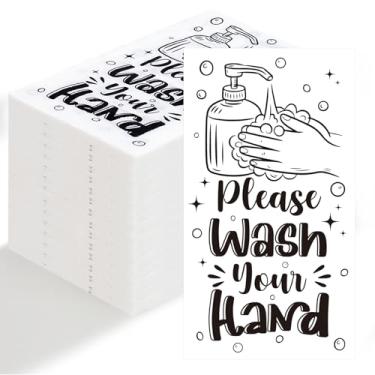 Imagem de Toalhas de mão descartáveis para banheiro, 100 peças, guardanapos de papel para lavar as mãos, guardanapos de etiqueta de banheiro descartáveis, guardanapos de papel para lavabo, casamento