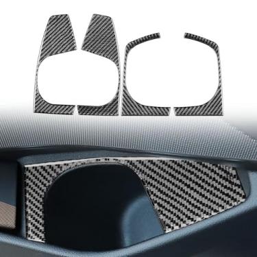 Imagem de FINMOKAL 4 peças de fibra de carbono preta para porta interior de carro porta-copo moldura painel guarnição compatível com BMW Série 3 G20 G28 325li 330d 335 2019-2021