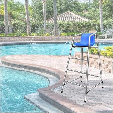 Imagem de Banco Alto Acima Do Solo Escada De Piscina Cadeira Alta Para Salva-vidas 4ft 5ft 6ft Cadeira De Observação Salva-vidas De Aço Inoxidável Para Parque Aquátic, One Color, 150cm/59in/4.9ft Tall